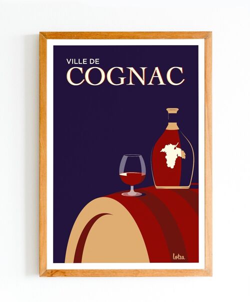 Affiche Cognac (version bleue) - Charente | Poster Vintage Minimaliste | Affiche de Voyage | Travel Poster | Déco intérieure