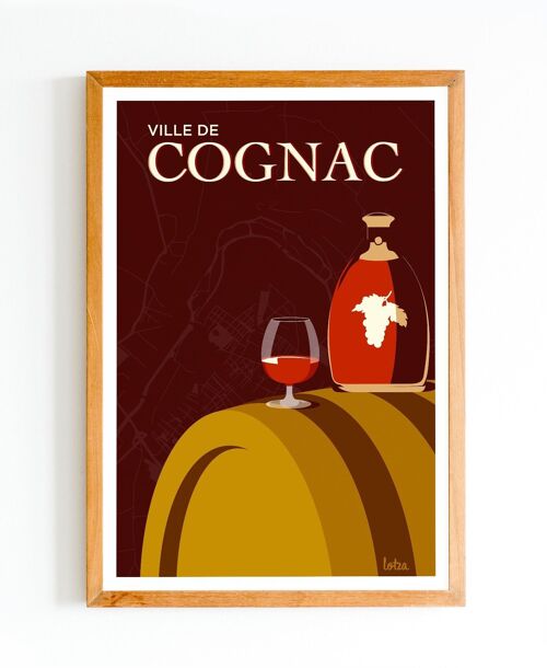 Affiche Cognac (version marron) - Charente | Poster Vintage Minimaliste | Affiche de Voyage | Travel Poster | Déco intérieure