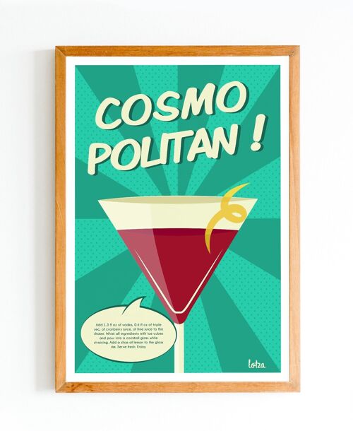 Affiche Cosmopolitan - Cocktail | Poster Vintage Minimaliste | Affiche de Voyage | Travel Poster | Déco intérieure