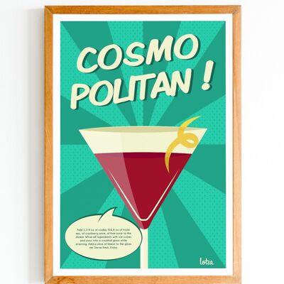 Poster Cosmopolita - Cocktail | Poster vintage minimalista | Poster di viaggio | Poster di viaggio | Decorazione d'interni