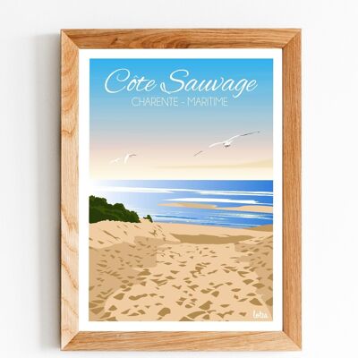 Póster Costa Salvaje - Charente Marítimo | Póster minimalista vintage | Póster de viaje | Póster de viaje | Decoración de interiores