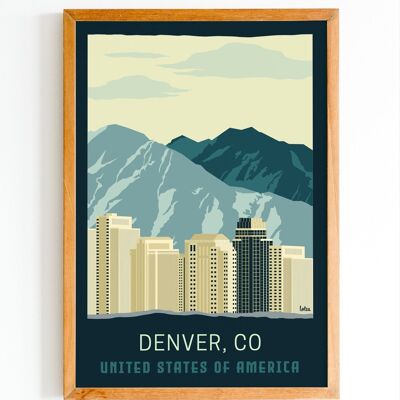 Poster Denver, Colorado - USA - Stati Uniti | Poster vintage minimalista | Poster di viaggio | Poster di viaggio | Decorazione d'interni