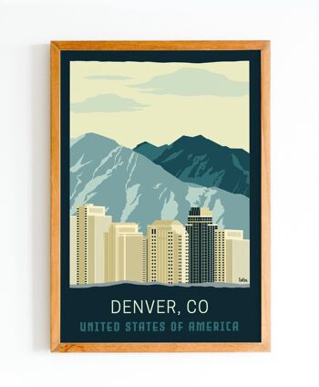 Affiche Denver, Colorado - USA - États-Unis | Poster Vintage Minimaliste | Affiche de Voyage | Travel Poster | Déco intérieure 1