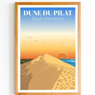 Póster Dune du Pilat - Bassin d'Arcachon | Póster minimalista vintage | Póster de viaje | Póster de viaje | Decoración de interiores