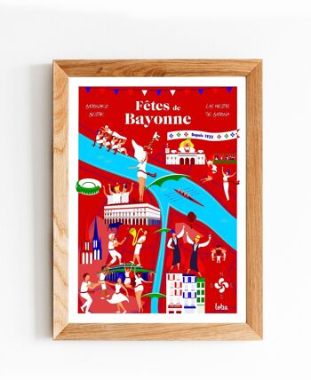 Affiche Fêtes de Bayonne - Pays Basque | Poster Vintage Minimaliste | Affiche de Voyage | Travel Poster | Déco intérieure 2