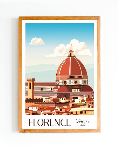 Affiche Florence, Toscane, Italie - | Poster Vintage Minimaliste | Affiche de Voyage | Travel Poster | Déco intérieure