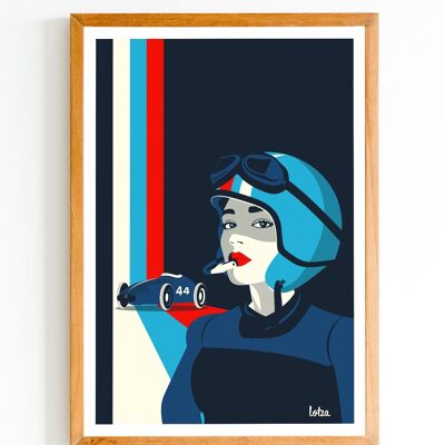 Formel 1 Poster - Frau - Girl Power | Vintage minimalistisches Poster | Reiseposter | Reiseposter | Innenausstattung