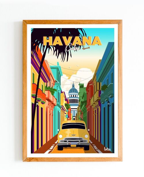 Affiche Havana, Cuba | Poster Vintage Minimaliste | Affiche de Voyage | Travel Poster | Déco intérieure