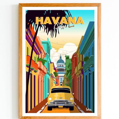 Affiche Havana, Cuba | Poster Vintage Minimaliste | Affiche de Voyage | Travel Poster | Déco intérieure