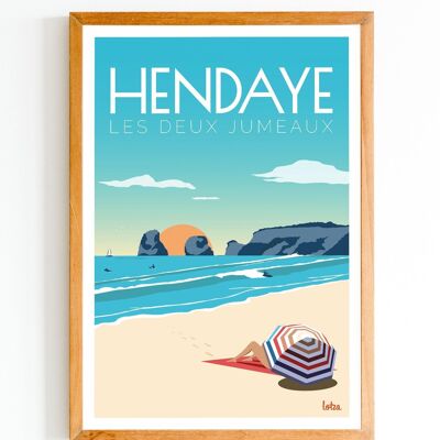 Affiche Hendaye - Pays Basque | Poster Vintage Minimaliste | Affiche de Voyage | Travel Poster | Déco intérieure
