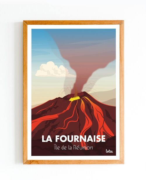 Affiche Île de la Réunion - Piton de la Fournaise | Poster Vintage Minimaliste | Affiche de Voyage | Travel Poster | Déco intérieure