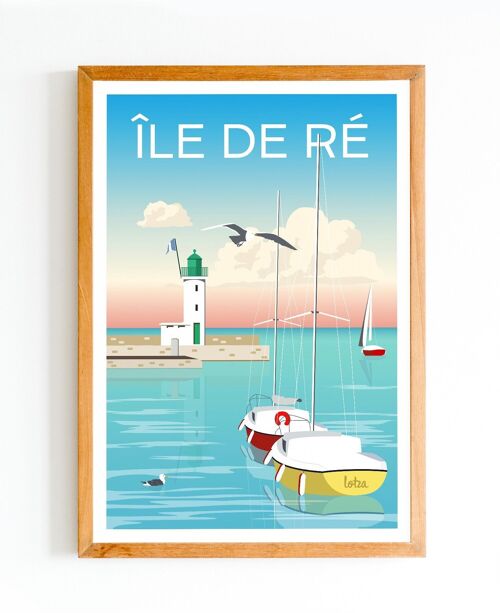 Affiche île de Ré - La Flotte en Ré - Charente-Maritime | Poster Vintage Minimaliste | Affiche de Voyage | Travel Poster | Déco intérieure