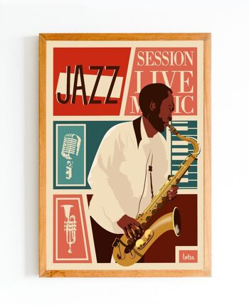 Affiche Jazz - Blues - Saxophoniste | Poster Vintage Minimaliste | Affiche de Voyage | Travel Poster | Déco intérieure 1