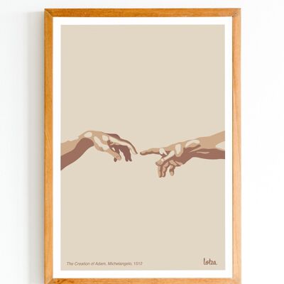 Poster Die Erschaffung Adams - Michelangelo - Michel Ange | Vintage minimalistisches Poster | Reiseposter | Reiseposter | Innenausstattung