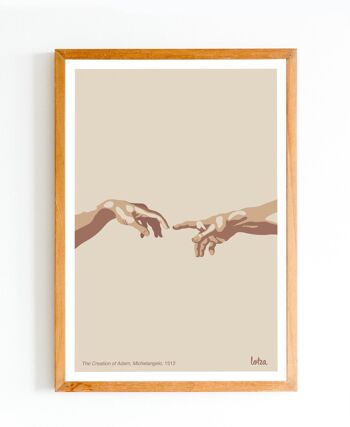 Affiche La Création d'Adam - Michelangelo - Michel Ange | Poster Vintage Minimaliste | Affiche de Voyage | Travel Poster | Déco intérieure 1