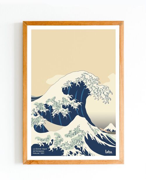 Affiche La Grande Vague de Kanagawa - Hokusai | Poster Vintage Minimaliste | Affiche de Voyage | Travel Poster | Déco intérieure