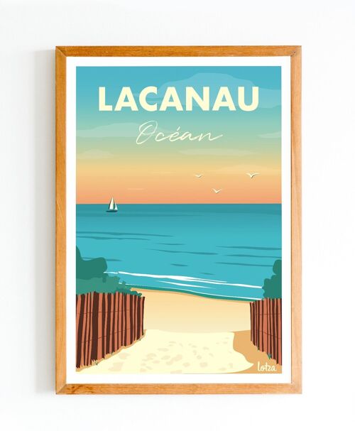 Affiche Lacanau - Plage | Poster Vintage Minimaliste | Affiche de Voyage | Travel Poster | Déco intérieure