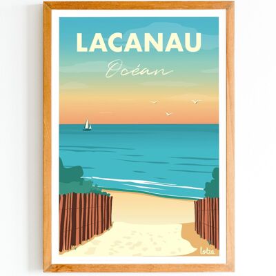 Affiche Lacanau - Plage | Poster Vintage Minimaliste | Affiche de Voyage | Travel Poster | Déco intérieure