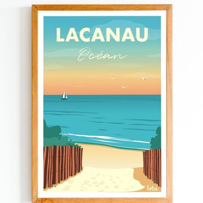 Affiche Lacanau - Plage | Poster Vintage Minimaliste | Affiche de Voyage | Travel Poster | Déco intérieure