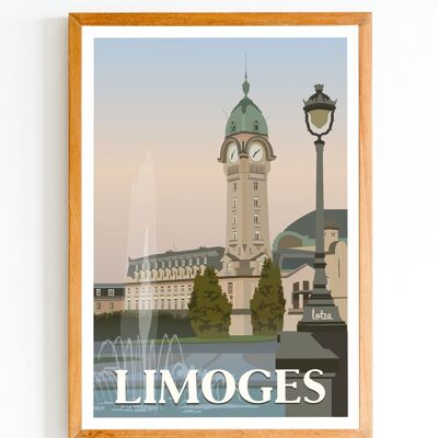 Póster Limoges - Gare des Bénédictins | Póster minimalista vintage | Póster de viaje | Póster de viaje | Decoración de interiores