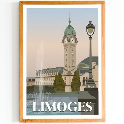 Affiche Limoges - Gare des Bénédictins | Poster Vintage Minimaliste | Affiche de Voyage | Travel Poster | Déco intérieure