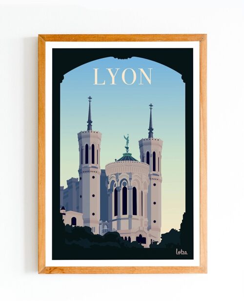 Affiche Lyon - Notre-Dame de Fourvière | Poster Vintage Minimaliste | Affiche de Voyage | Travel Poster | Déco intérieure