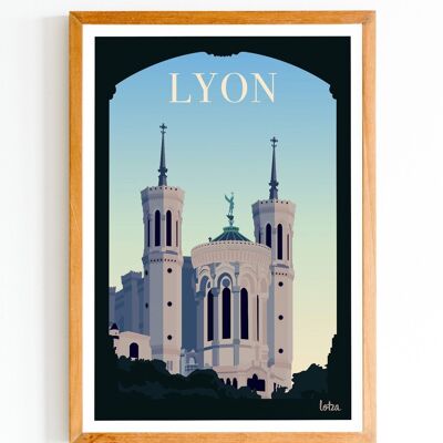 Póster Lyon - Notre-Dame de Fourvière | Póster minimalista vintage | Póster de viaje | Póster de viaje | Decoración de interiores