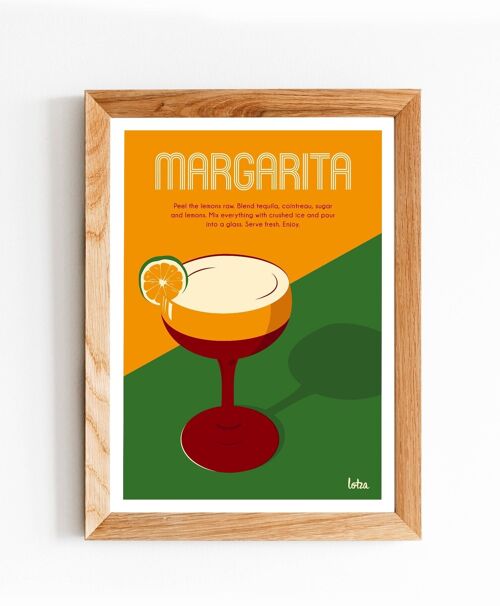 Affiche Margarita - Cocktail | Poster Vintage Minimaliste | Affiche de Voyage | Travel Poster | Déco intérieure