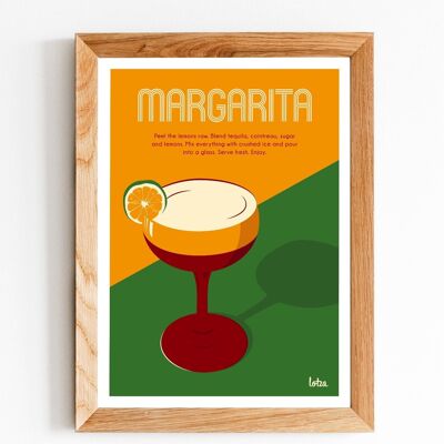 Póster Margarita - Cóctel | Póster minimalista vintage | Póster de viaje | Póster de viaje | Decoración de interiores