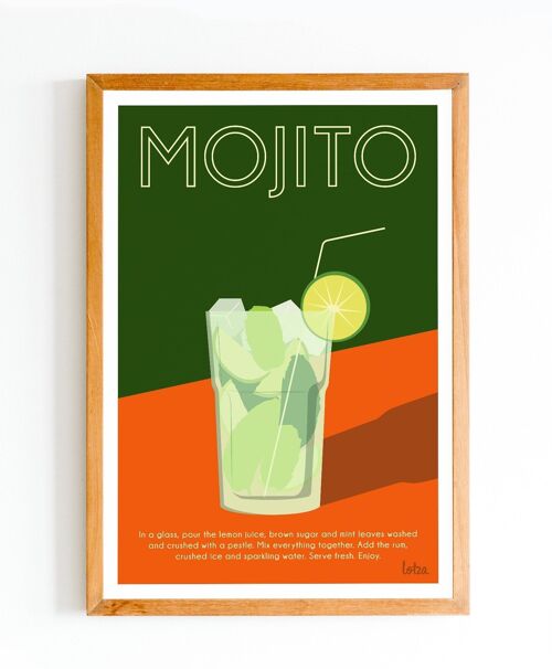 Affiche Mojito - Cocktail | Poster Vintage Minimaliste | Affiche de Voyage | Travel Poster | Déco intérieure