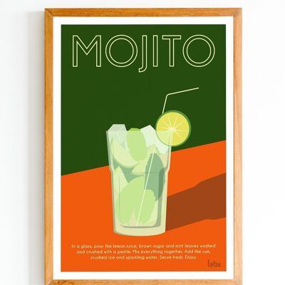 Poster Mojito - Cocktail | Poster vintage minimalista | Poster di viaggio | Poster di viaggio | Decorazione d'interni