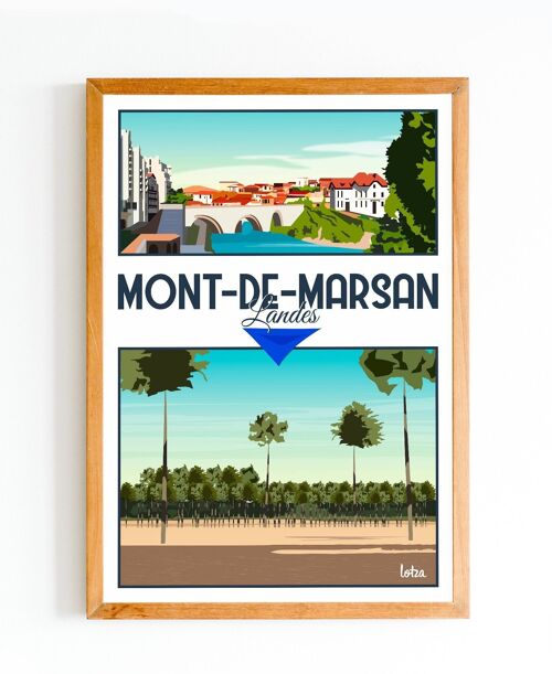 Affiche Mont-de-Marsan - Landes | Poster Vintage Minimaliste | Affiche de Voyage | Travel Poster | Déco intérieure