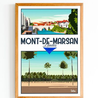 Póster Mont-de-Marsan - Landas | Póster minimalista vintage | Póster de viaje | Póster de viaje | Decoración de interiores