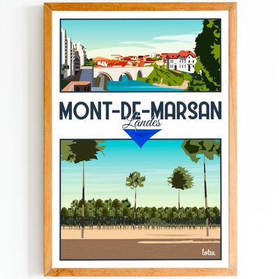 Affiche Mont-de-Marsan - Landes | Poster Vintage Minimaliste | Affiche de Voyage | Travel Poster | Déco intérieure