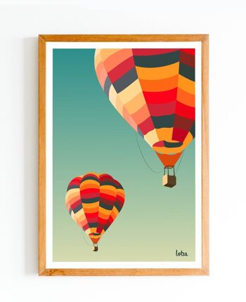 Affiche Montgolfières - Hot Air Balloons - Paysage | Poster Vintage Minimaliste | Affiche de Voyage | Travel Poster | Déco intérieure 1