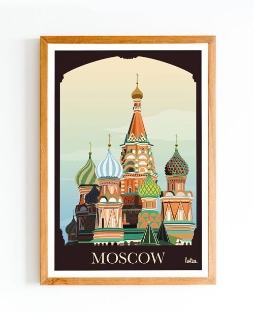 Affiche Moscou - Place Rouge - Basile le Bienheureux | Poster Vintage Minimaliste | Affiche de Voyage | Travel Poster | Déco intérieure