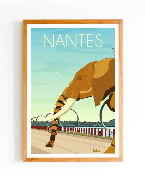 Affiche Nantes - Île aux Machines - Éléphant - Anneaux | Poster Vintage Minimaliste | Affiche de Voyage | Travel Poster | Déco intérieure