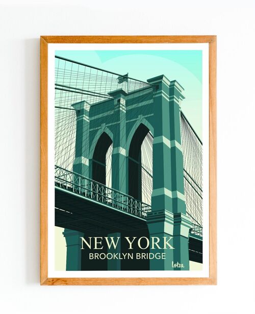 Affiche New-York - Pont de Brooklyn - USA - États-Unis | Poster Vintage Minimaliste | Affiche de Voyage | Travel Poster | Déco intérieure