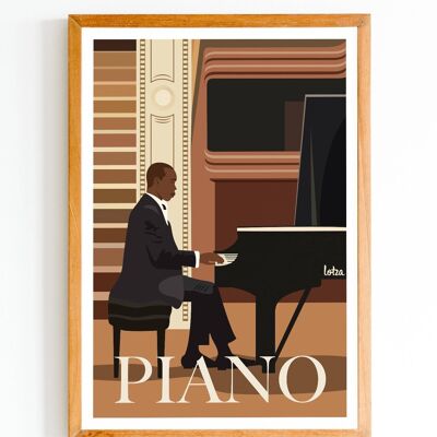 Poster Klavier - Musik | Vintage minimalistisches Poster | Reiseposter | Reiseposter | Innenausstattung