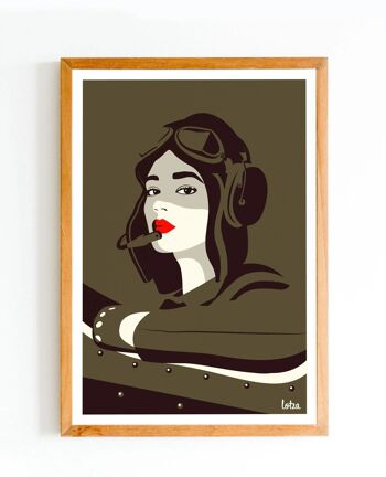 Affiche Pilote - Aviatrice - Femme - Girl Power | Poster Vintage Minimaliste | Affiche de Voyage | Travel Poster | Déco intérieure 1