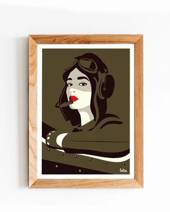 Affiche Pilote - Aviatrice - Femme - Girl Power | Poster Vintage Minimaliste | Affiche de Voyage | Travel Poster | Déco intérieure 2