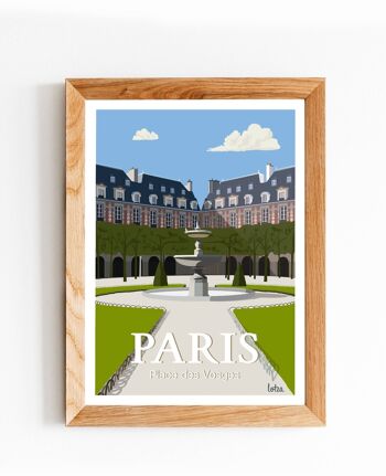 Affiche Place des Vosges - Paris | Poster Vintage Minimaliste | Affiche de Voyage | Travel Poster | Déco intérieure | Art mural 2