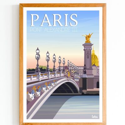 Affiche Pont Alexandre III - Paris | Poster Vintage Minimaliste | Affiche de Voyage | Travel Poster | Déco intérieure