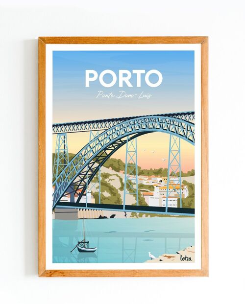 Affiche Porto - Portugal - Pont Dom-Luis | Poster Vintage Minimaliste | Affiche de Voyage | Travel Poster | Déco intérieure
