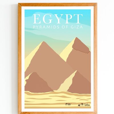 Poster Piramidi di Giza - Egitto - Piramidi di Giza | Poster vintage minimalista | Poster di viaggio | Poster di viaggio | Decorazione d'interni