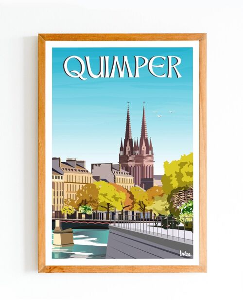 Affiche Quimper - Bretagne | Poster Vintage Minimaliste | Affiche de Voyage | Travel Poster | Déco intérieure