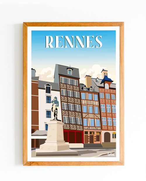 Affiche Rennes - Bretagne | Poster Vintage Minimaliste | Affiche de Voyage | Travel Poster | Déco intérieure