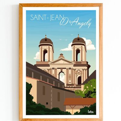 Affiche Saint-Jean d'Angely - Abbaye - Charente-Maritime | Poster Vintage Minimaliste | Affiche de Voyage | Travel Poster | Déco intérieure