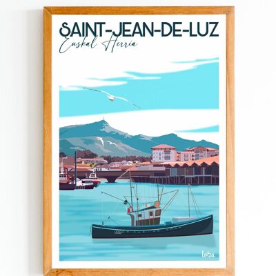 Poster Saint-Jean-de-Luz - Baskenland | Vintage minimalistisches Poster | Reiseposter | Reiseposter | Innenausstattung