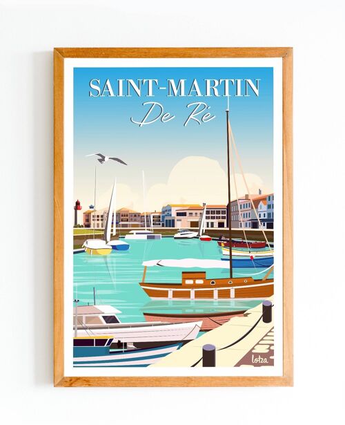 Affiche Saint-Martin de Ré, Île-de-Ré - Charente-Maritime | Poster Vintage Minimaliste | Affiche de Voyage | Travel Poster | Déco intérieure